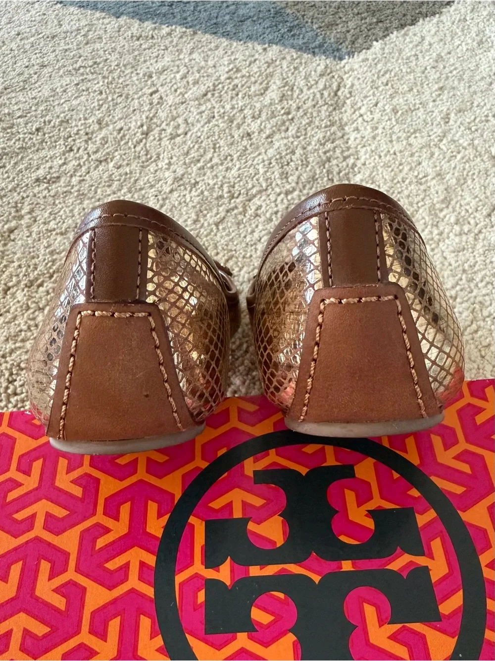 Tory Burch Aaden Ballet Mirror Snake Print Flats
